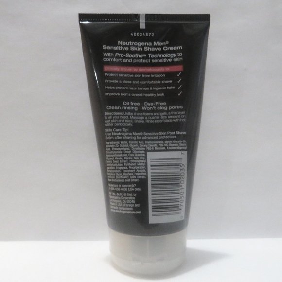 NEUTROGENA MEN SENSITIVE SKIN SHAVE CREAM 5.1 OZ - Picture 2 of 2